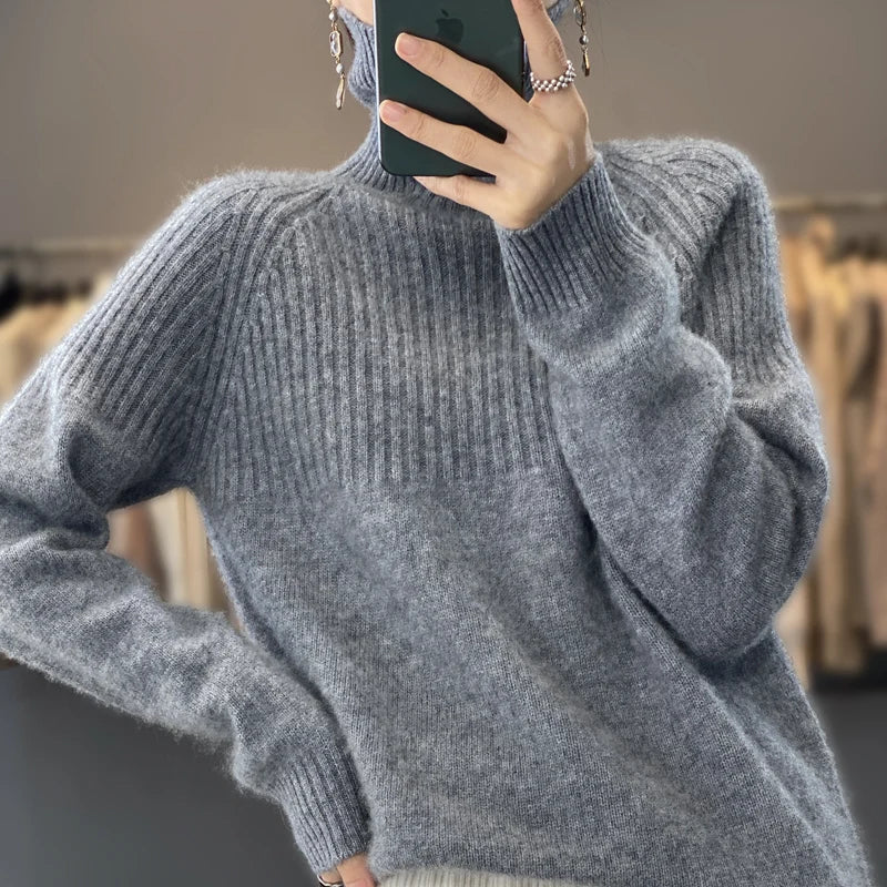 Suéter de cuello alto de lana Verda para mujer Lana premium suave y cálida | Lersk