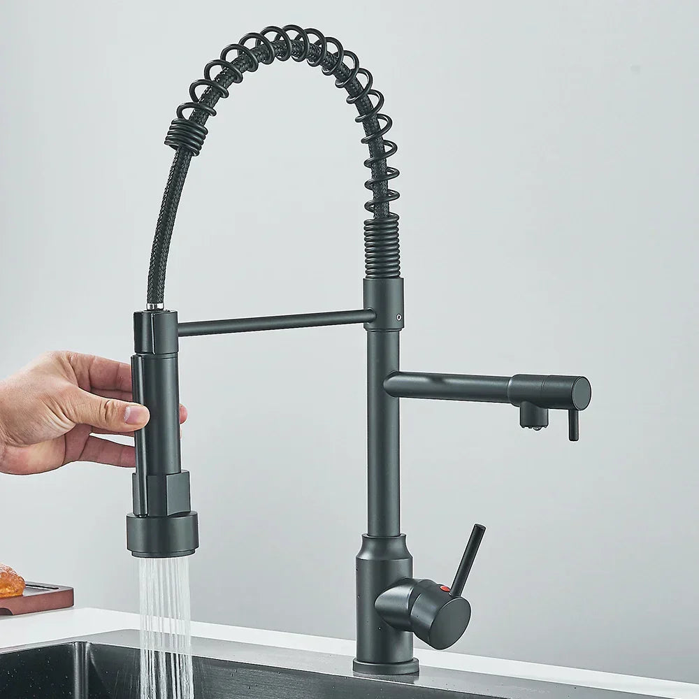 FluxSpout Çiftli Mutfak Bataryası Yaylı Musluk Uçlu | Lersk