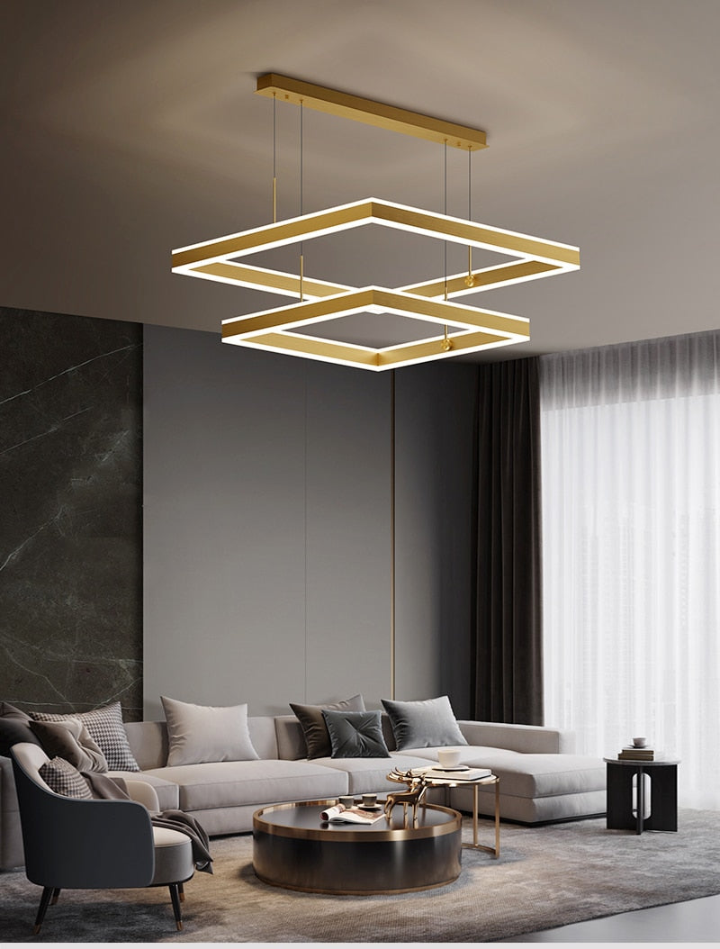 AstraLuxe Modern Square LED Chandelier for Living Room | Lersk