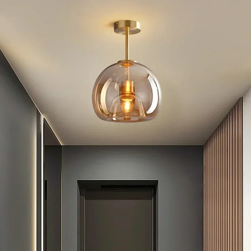 Elegante nordische Cognacglas-LED-Deckenleuchte für den Essbereich | Lersk