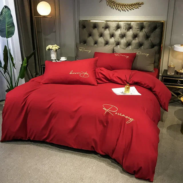 LuxeWeave Premium Dynebetræk med Elegant Broderi | Lersk