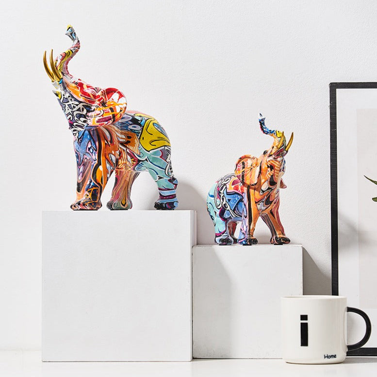 Aurella | Nordisk malet elefantstatue | Lersk