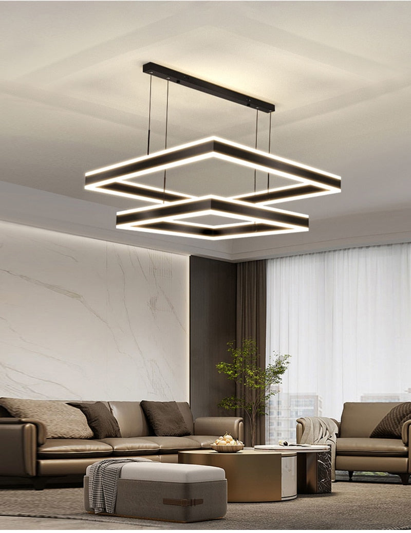 AstraLuxe Modern Square LED Chandelier for Living Room | Lersk