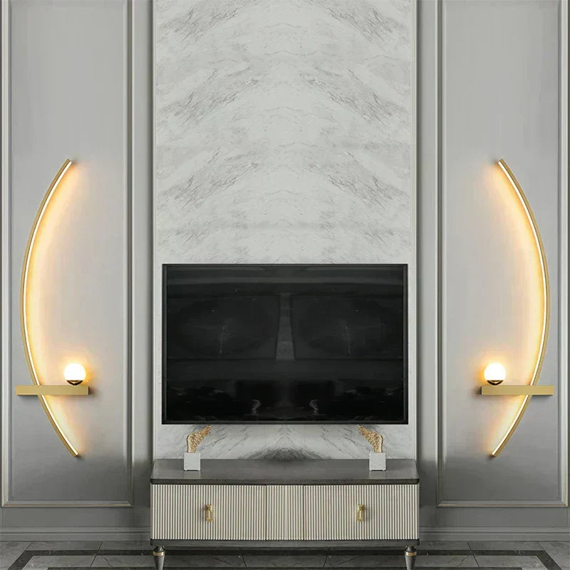 AstraGlow Black and Gold Striped Metal Wall Light for Indoor and Outdoor Use