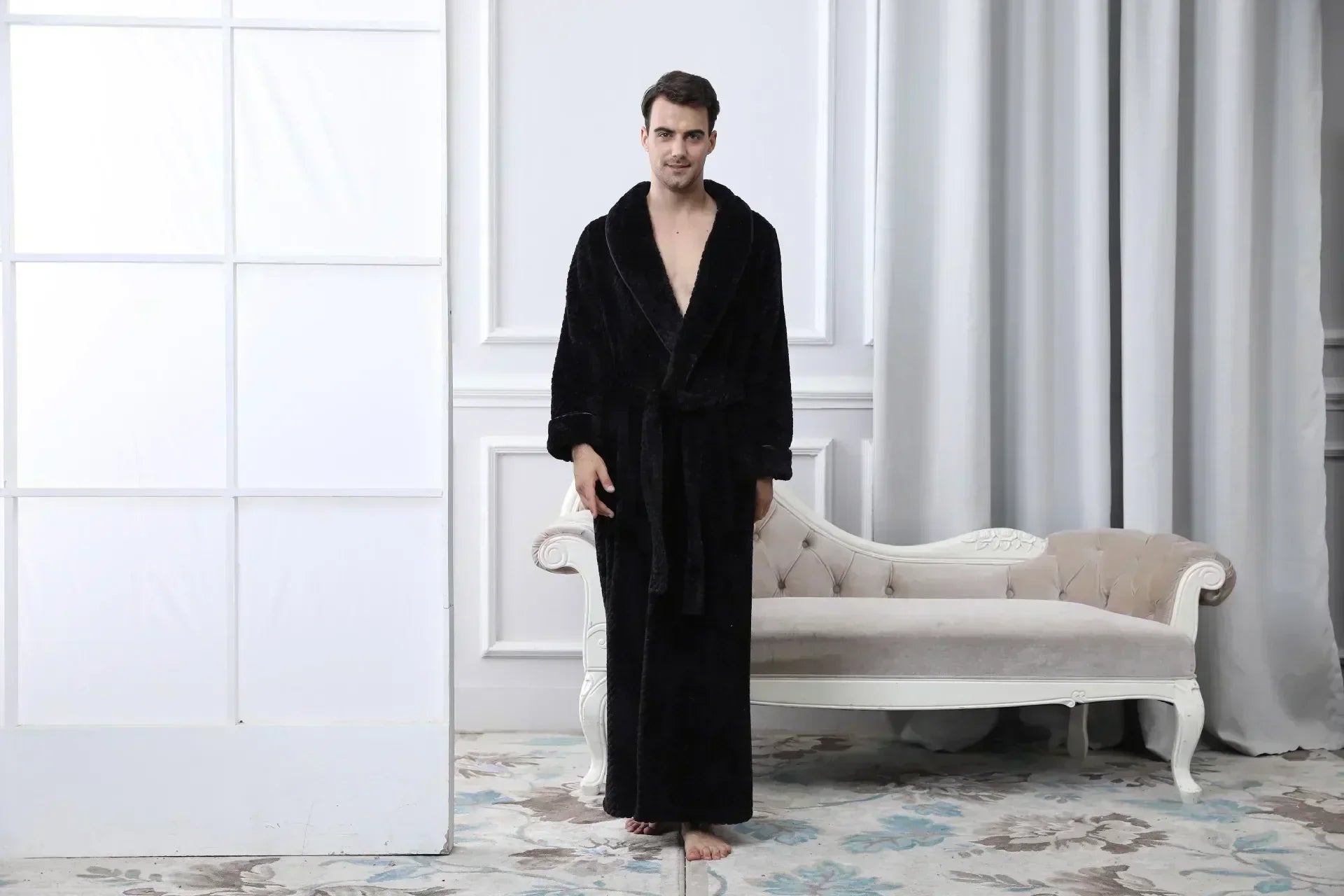 Halat de baie pentru maternitate CozyNest, flanel termic extra-lung | Lersk