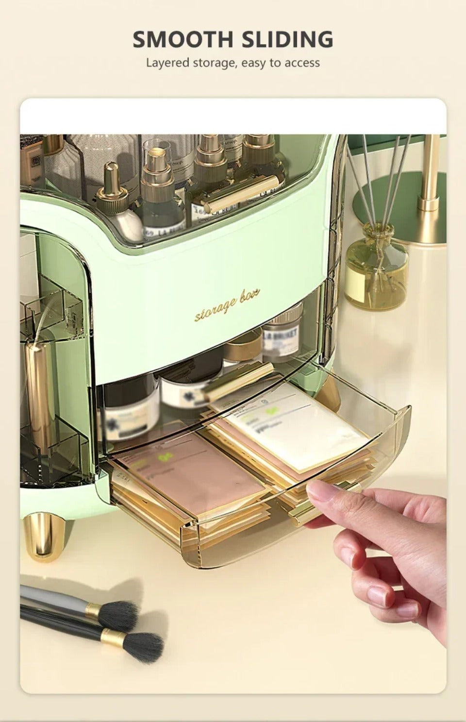Transparenter staubdichter Make-up-Organizer für den Schreibtisch für Frauen | Lersk