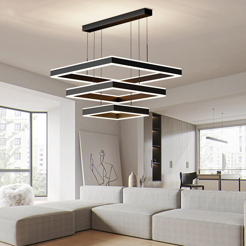 AstraLuxe Modern Square LED Chandelier for Living Room | Lersk