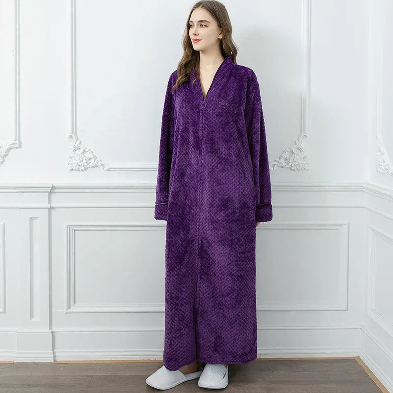 Halat de baie pentru maternitate CozyNest, flanel termic extra-lung | Lersk