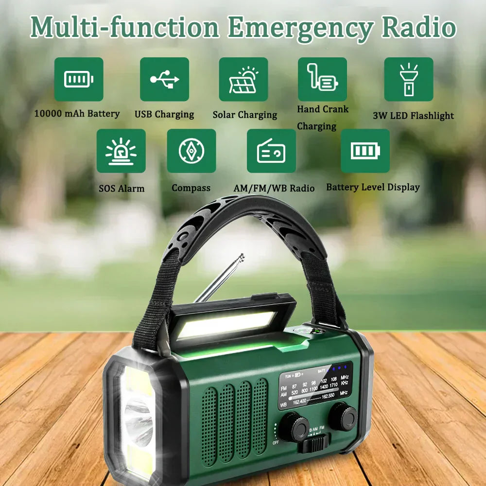 SolioGuard Solar Hand-Crank Emergency Radio NOAA Power Bank | Lersk