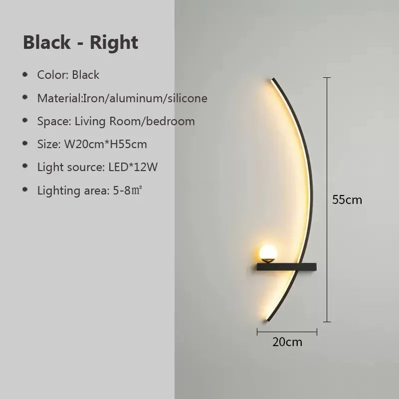 AstraGlow černo-zlaté pruhované kovové nástěnné světlo pro vnitřní i venkovní použití | Lersk
