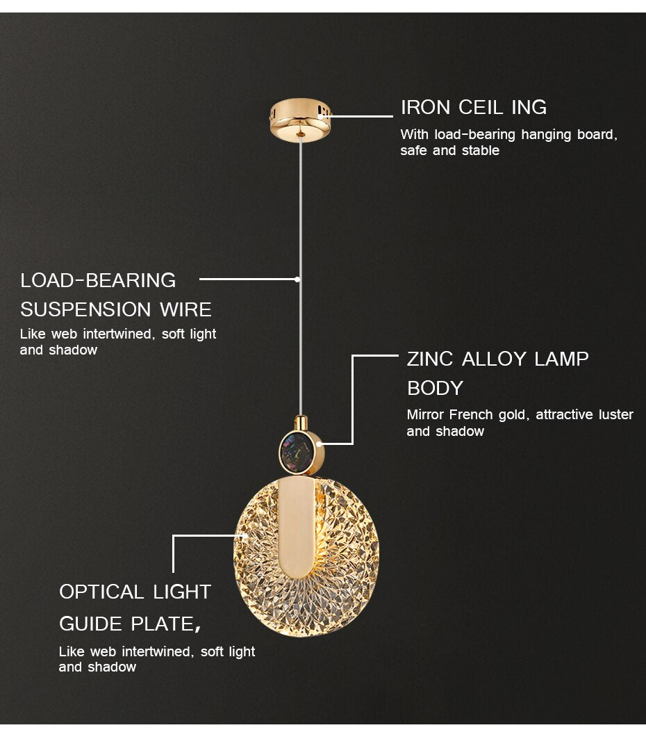 Aurelia Gold LED Krystal Rund Pendelophæng | Lersk