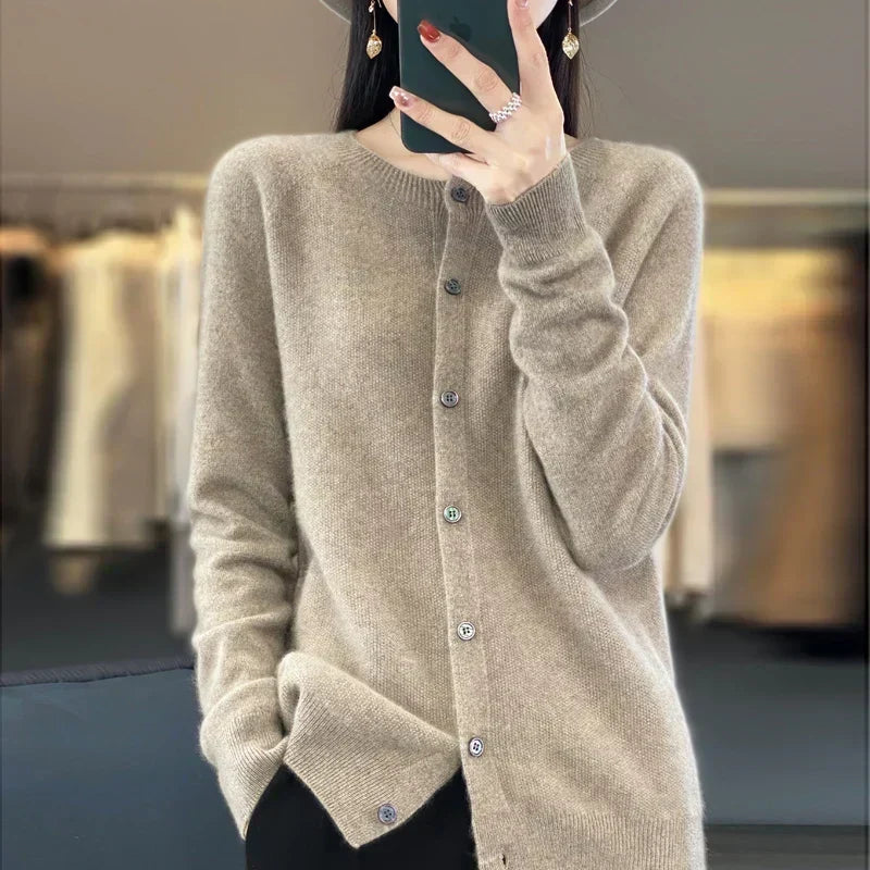 Lyra Merino Wool Cardigan With Button Detailing All Season