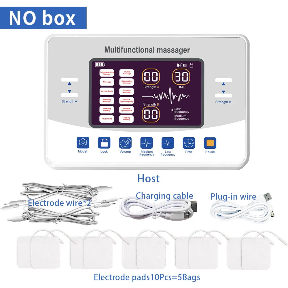 Stimulateur musculaire rechargeable TENS et EMS 4 canaux avec 15 modes et 30 niveaux d'intensité | Lersk