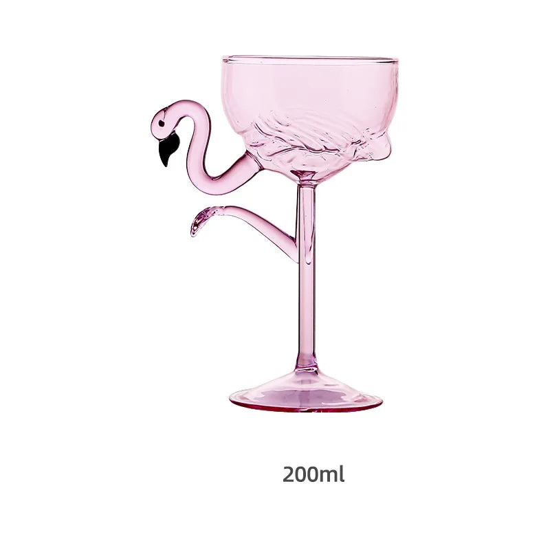 Růžové flamingo koktejlové průhledné párty sklenice pro tropické párty a setkání po celém světě | Lersk