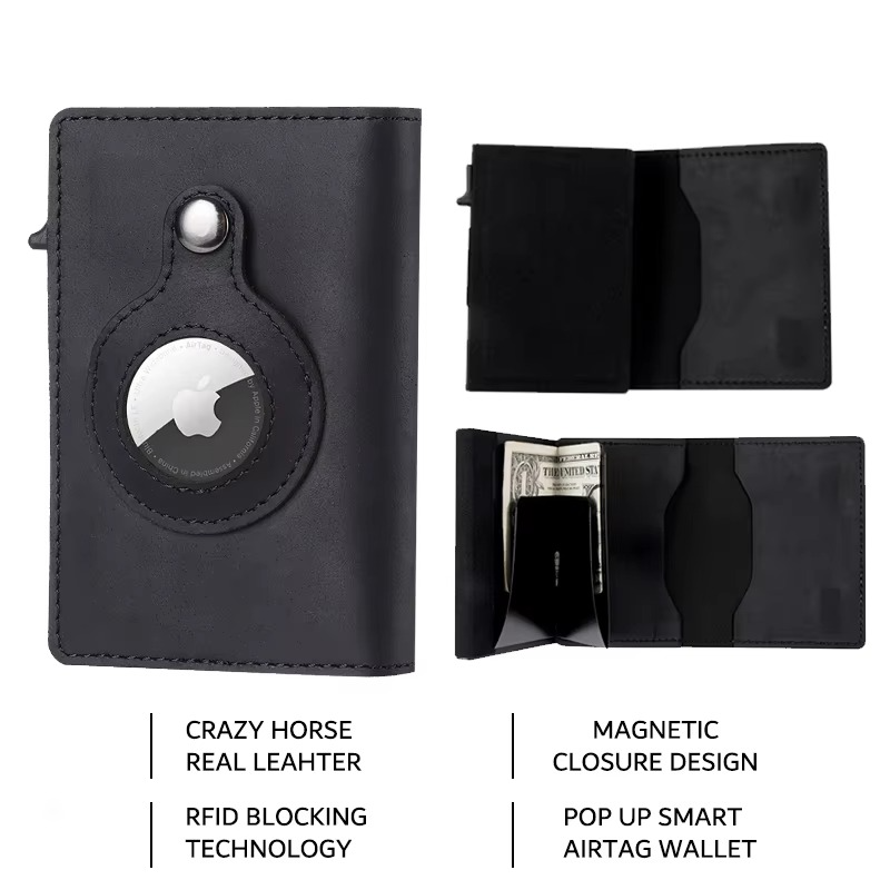 Tag Wallet RFID-blockierende Lederbrieftasche mit schnellem Karten-Zugriff und AirTag-Fach von Tag Wallet | Lersk