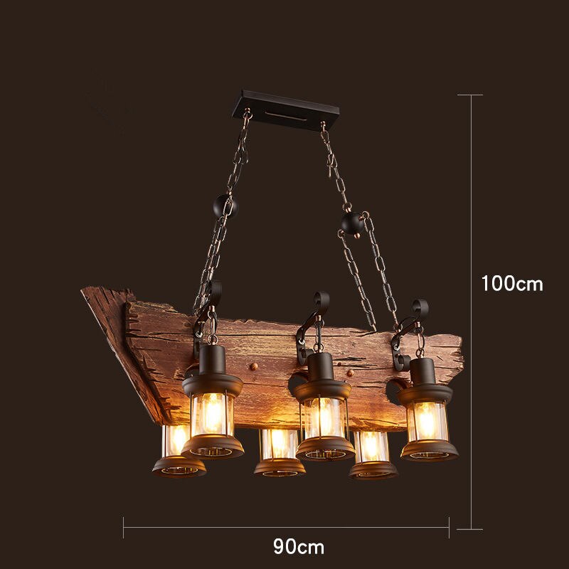 Vintage industriel træ LED loftlampe | Lersk