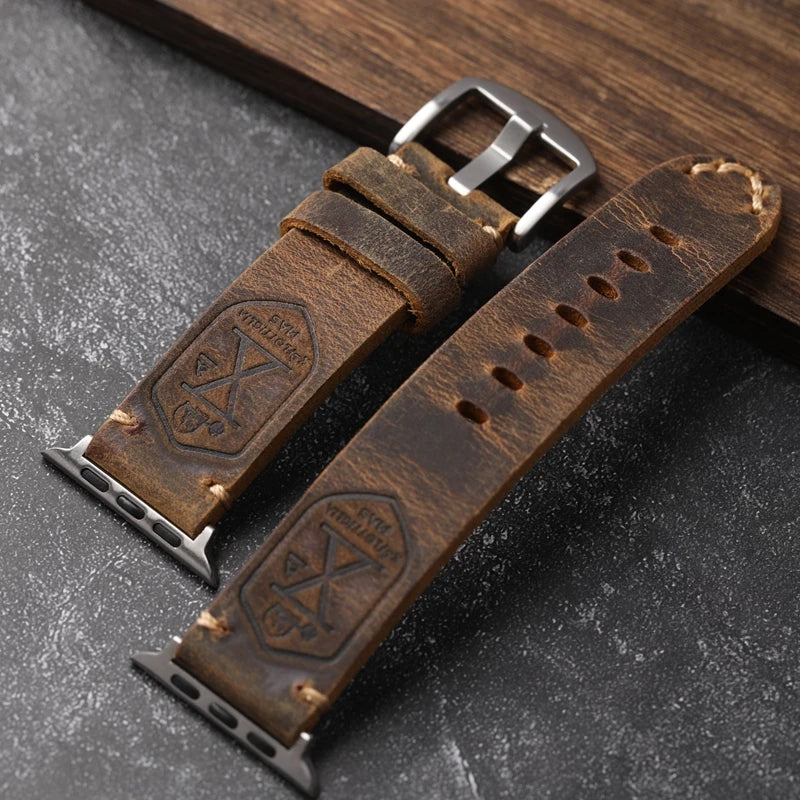 Ruční výroba pravého koženého řemínku z hovězí kůže pro Apple Watch s nadčasovým stylem | Lersk