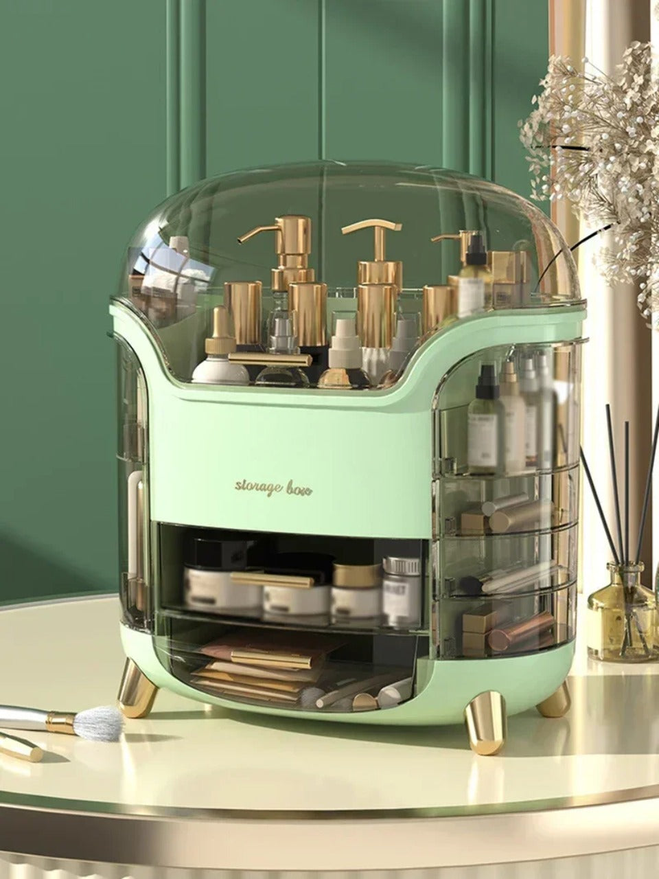 Transparenter staubdichter Make-up-Organizer für den Schreibtisch für Frauen | Lersk