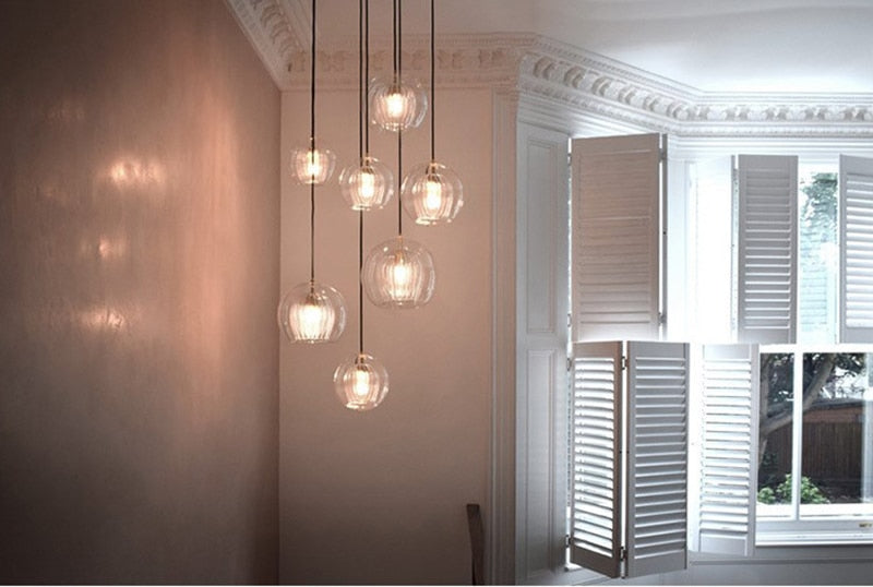 Lampade a sospensione in vetro Nyra Nordic - Fiore artistico a doppio strato