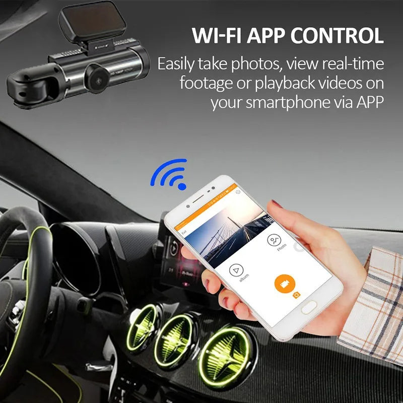 Dash Cam Doppia WiFi 1080P Anteriore e Interna con Visione Notturna IR | Lersk