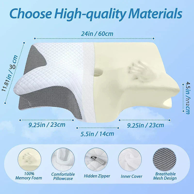 SomniEase Ergonomic 2-in-1 Memory Foam Cervical Pillow | Lersk