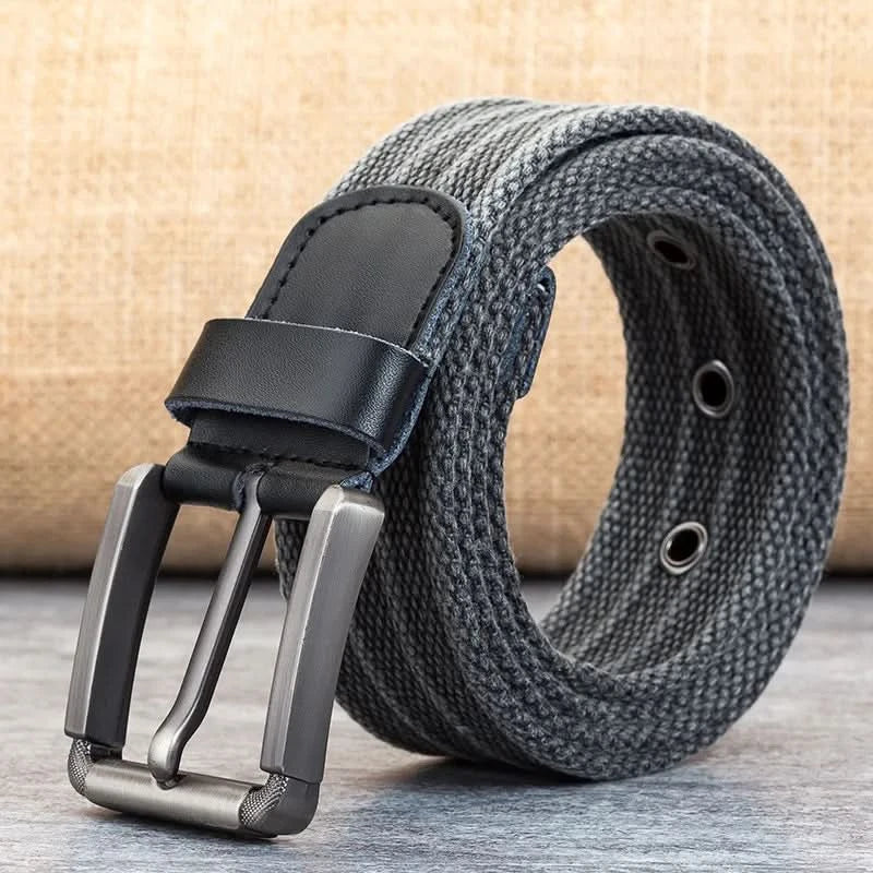 Cinturón de lona para hombre para uso casual diario con banda ajustable a rayas y estilo clásico | Lersk