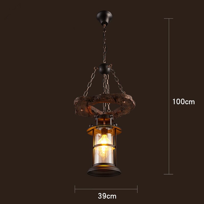 Vintage industriel træ LED loftlampe | Lersk