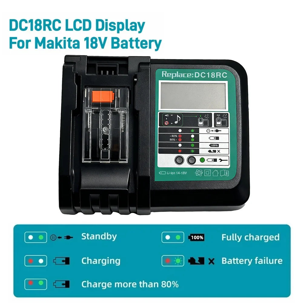 Hurtig batterioplader til Makita 14,4V og 18V Li-Ion batterier med LED-display 3A output | Lersk