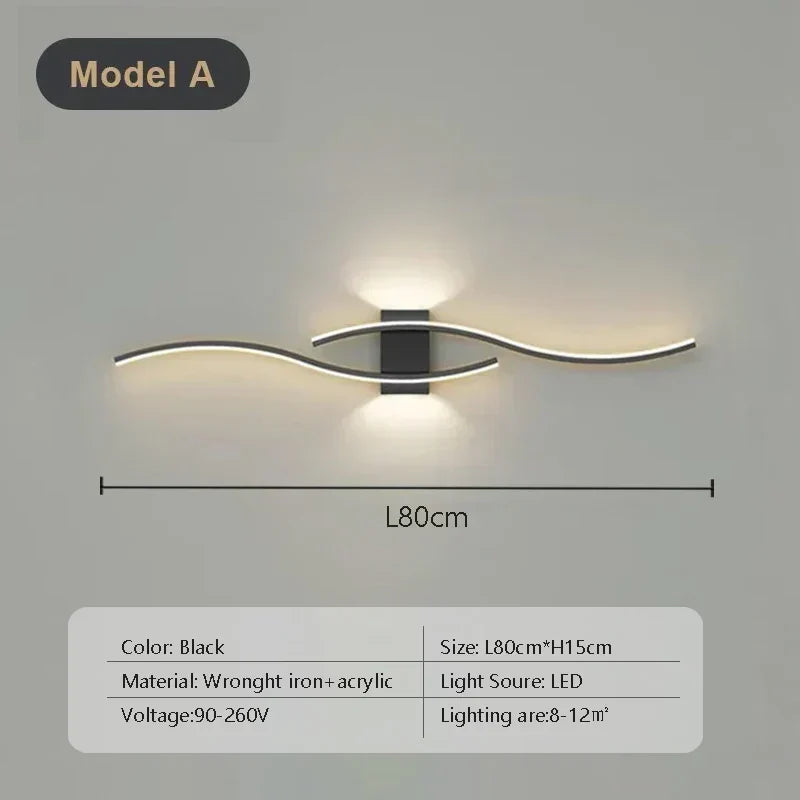 מנורת קיר LED מעוקלת NovaArc עם שלט רחוק שחור וזהב | Lersk