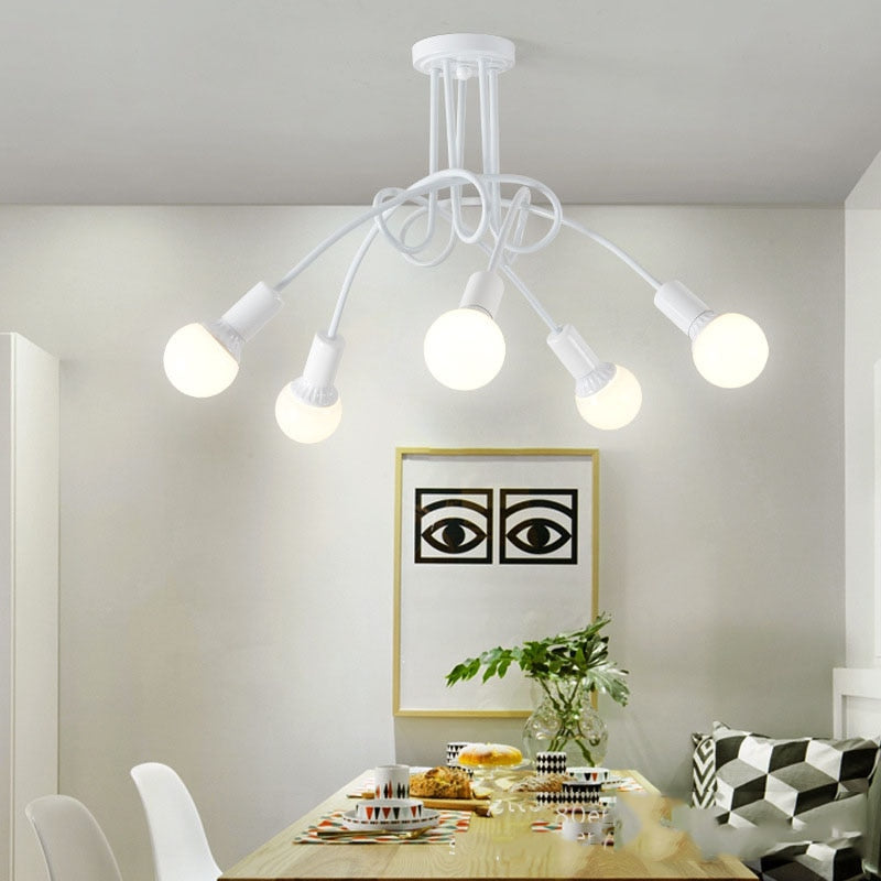 NovaVale Retro Iron Chandelier in Black and White Finish | Lersk