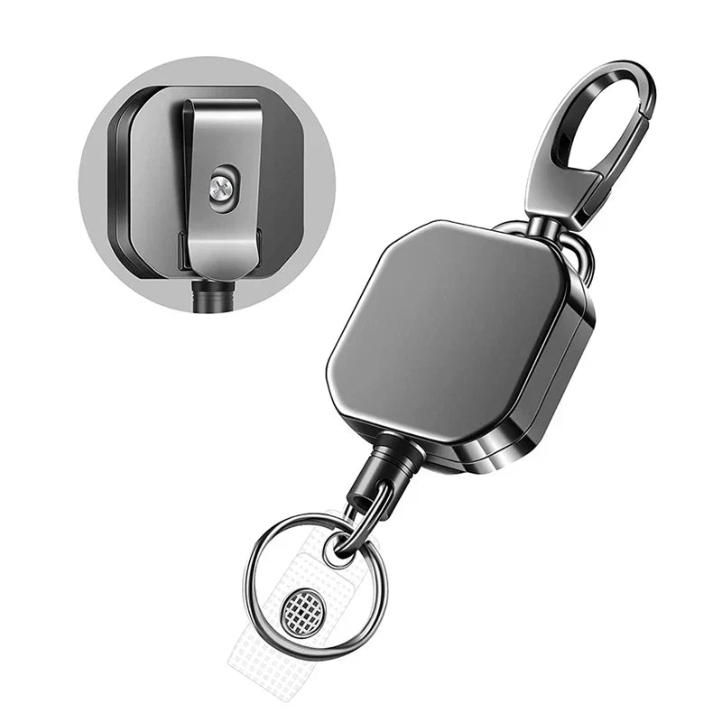 Metall-Retraktor-Karabiner-Schlüsselanhänger mit Stahlseil-Sicherheitsrolle 71,8 cm Metall-Schlüsselanhänger-Zubehör | Lersk