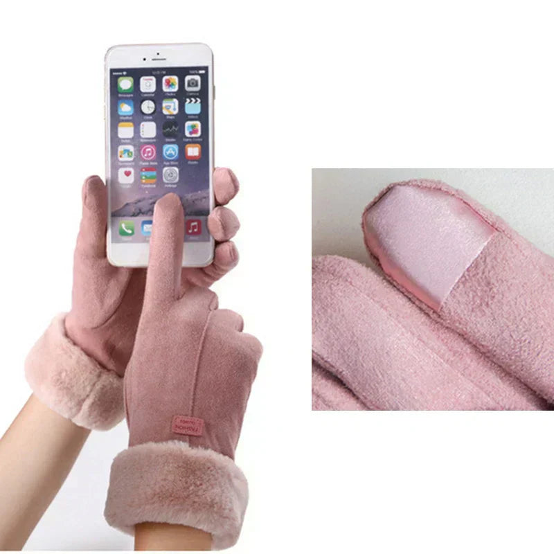 BlushGlow FrostGuard Touchscreen Pink Fleece Handsker Vinter | Lersk