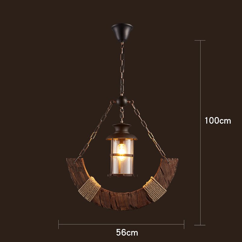 Vintage industriel træ LED loftlampe | Lersk