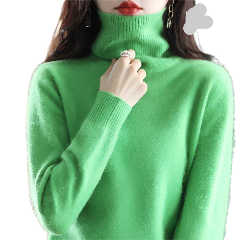 AuroraWeave 100% Cashmere Turtleneck For Women Autumn Knit
