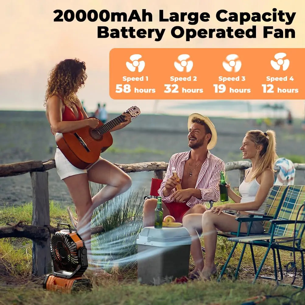 Rechargeable Camping Fan 20000mAh LED USB Power Bank | Lersk