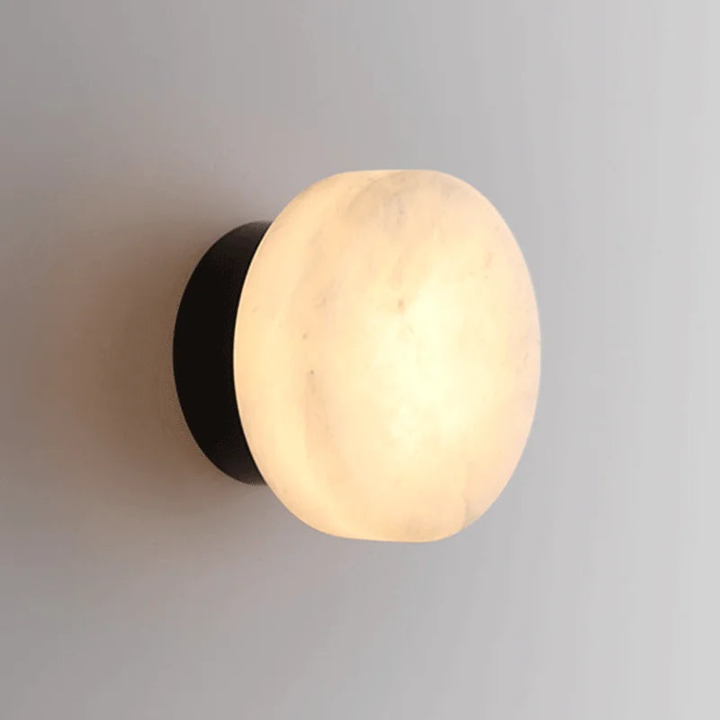 Natural Marble Round LED Wall Light for Indoor Spaces | Lersk