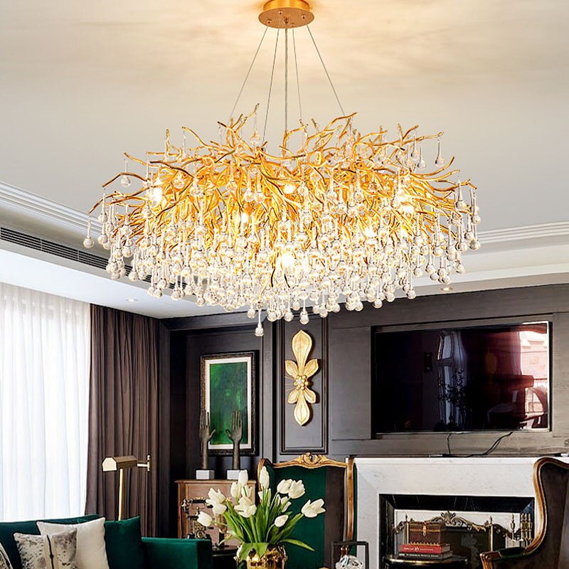 Luminelle Guld Gren Krystal LED Lysekrone | Lersk
