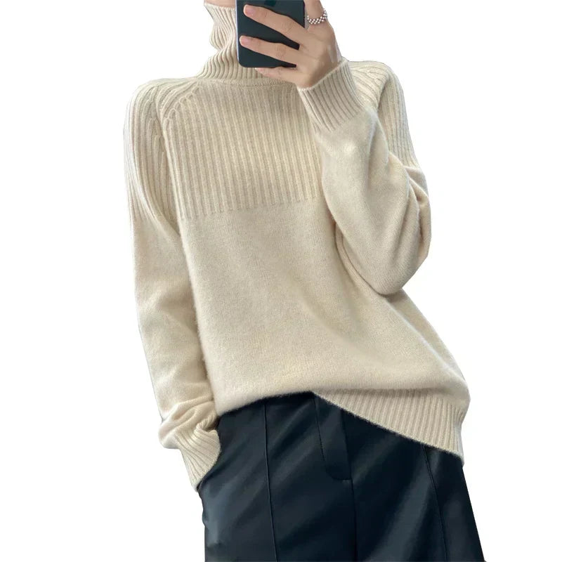Suéter de cuello alto de lana Verda para mujer Lana premium suave y cálida | Lersk