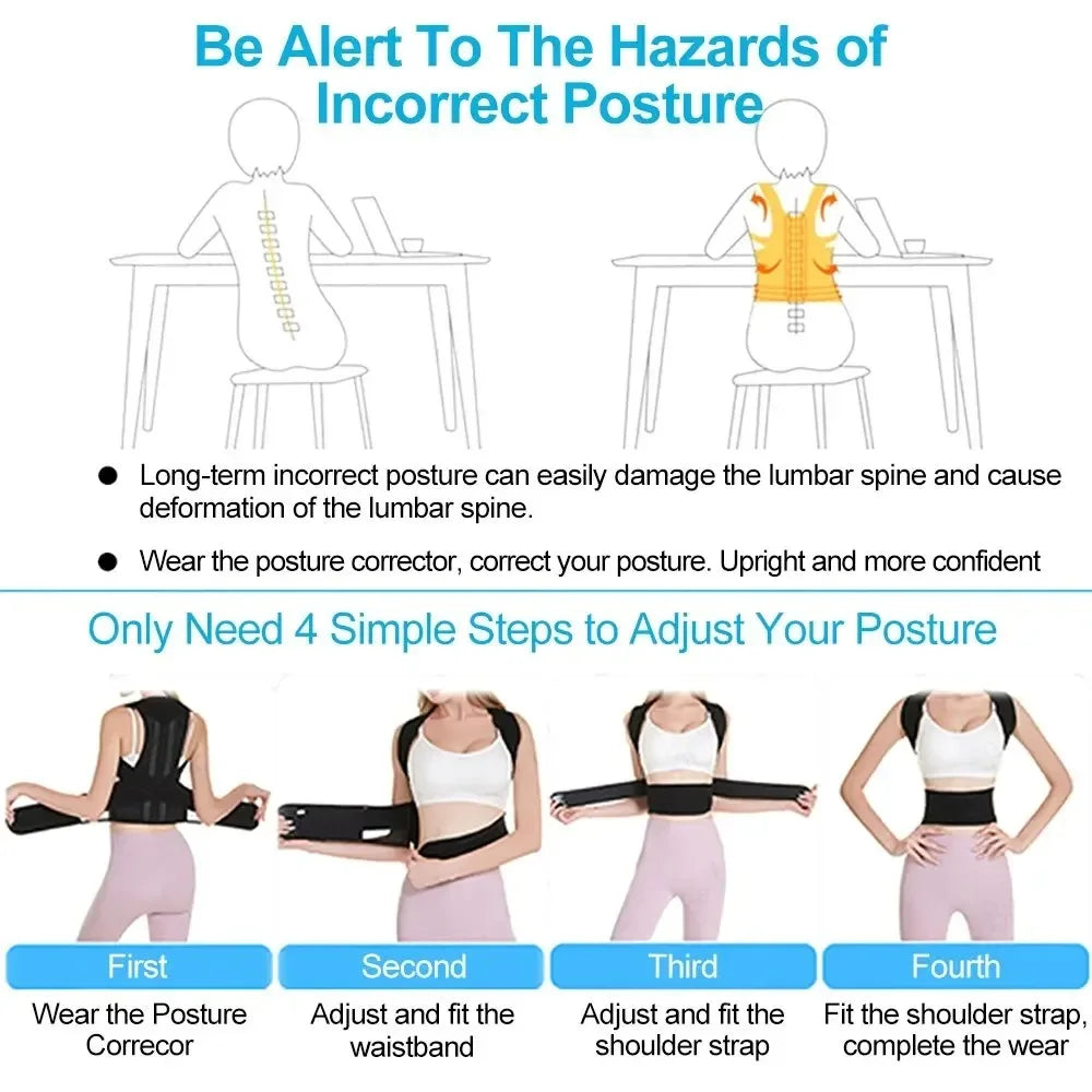Breathable Adjustable Back Brace Posture Corrector For Lumbar Support Men Women Kids | Lersk