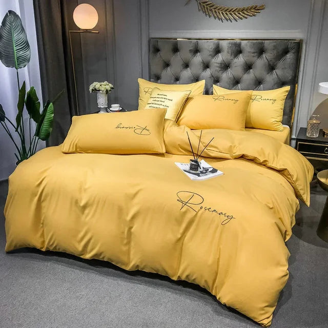 LuxeWeave Premium Dynebetræk med Elegant Broderi | Lersk