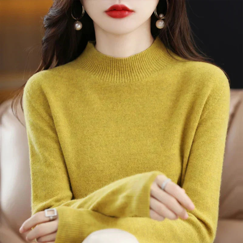 VeloraWeave Dame Slim Fit Australsk Merinould Hygge Sweater | Lersk
