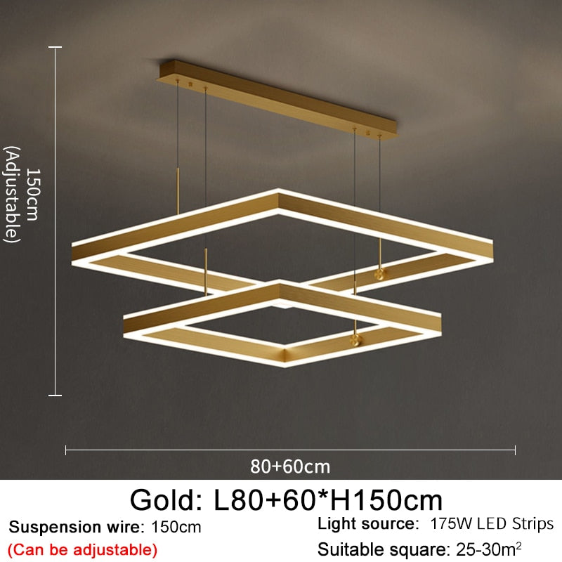 AstraLuxe Modern Square LED Chandelier for Living Room | Lersk