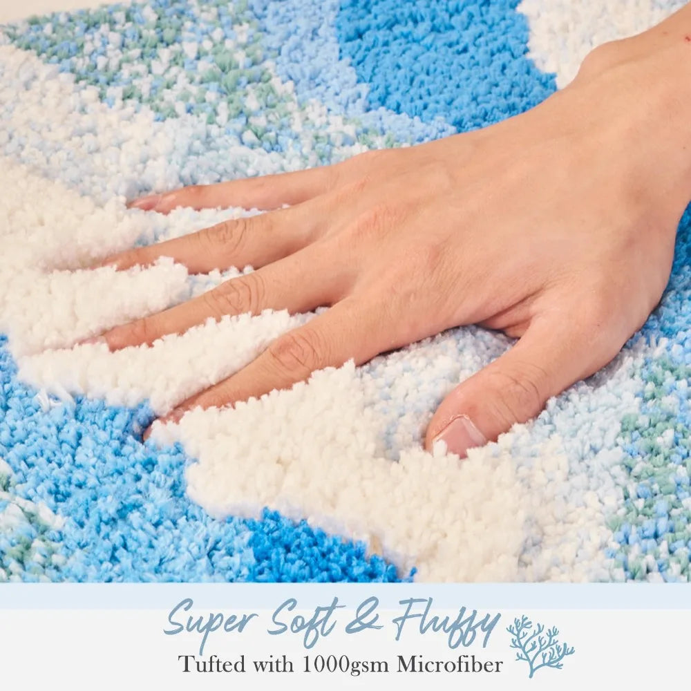 Aesthetic Wave Tufted Rug Ocean Inspired Non Slip Bedroom | Lersk