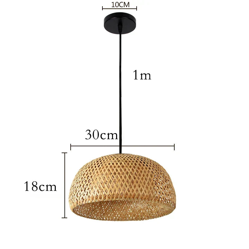 KiraBamboo Knit Pendant Light Chinese-Inspired Handcrafted