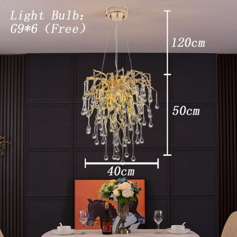 Luminelle Guld Gren Krystal LED Lysekrone | Lersk