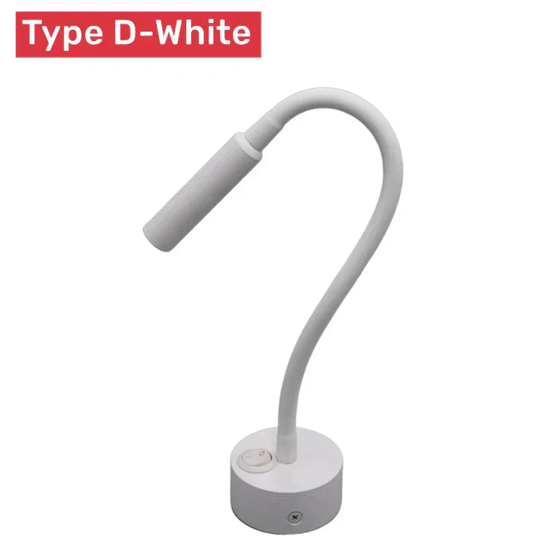 Moderní flexibilní LED nástěnná čtecí lampa s vypínačem do ložnice a pracovny - 1W až 3W | Lersk