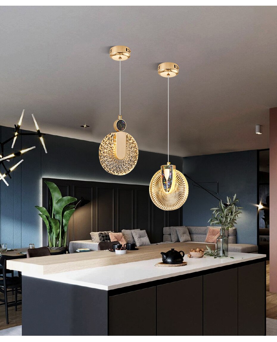 Aurelia Gold LED Krystal Rund Pendelophæng | Lersk