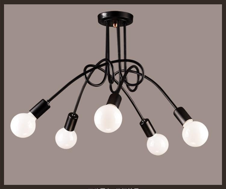 NovaVale Retro Iron Chandelier in Black and White Finish | Lersk