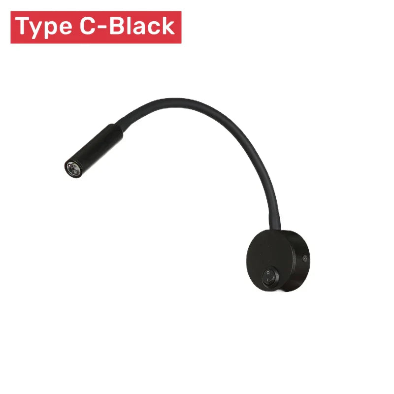 Moderní flexibilní LED nástěnná čtecí lampa s vypínačem do ložnice a pracovny - 1W až 3W | Lersk