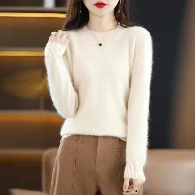 Lyrawea Kvinders 100% Cashmere O-hals Trøje Slim Fit | Lersk